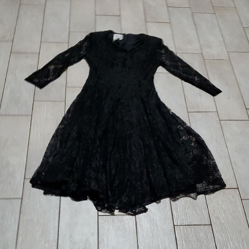 Karin Stevens Maxi Dress - Women's 8, Black Lace with Black Button Details - Picture 1 of 4